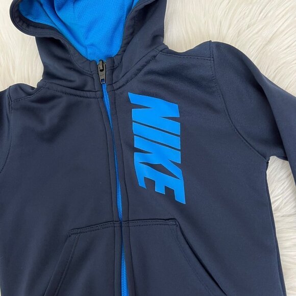 Nike Baby Toddler 18 Months Navy Fleece Lined Full Zip Hooded Jacket Dri-Fit - Picture 3 of 8